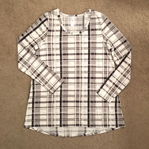 NWT LuLaRoe Lynnae long sleeve gray white top - Picture 1 of 9